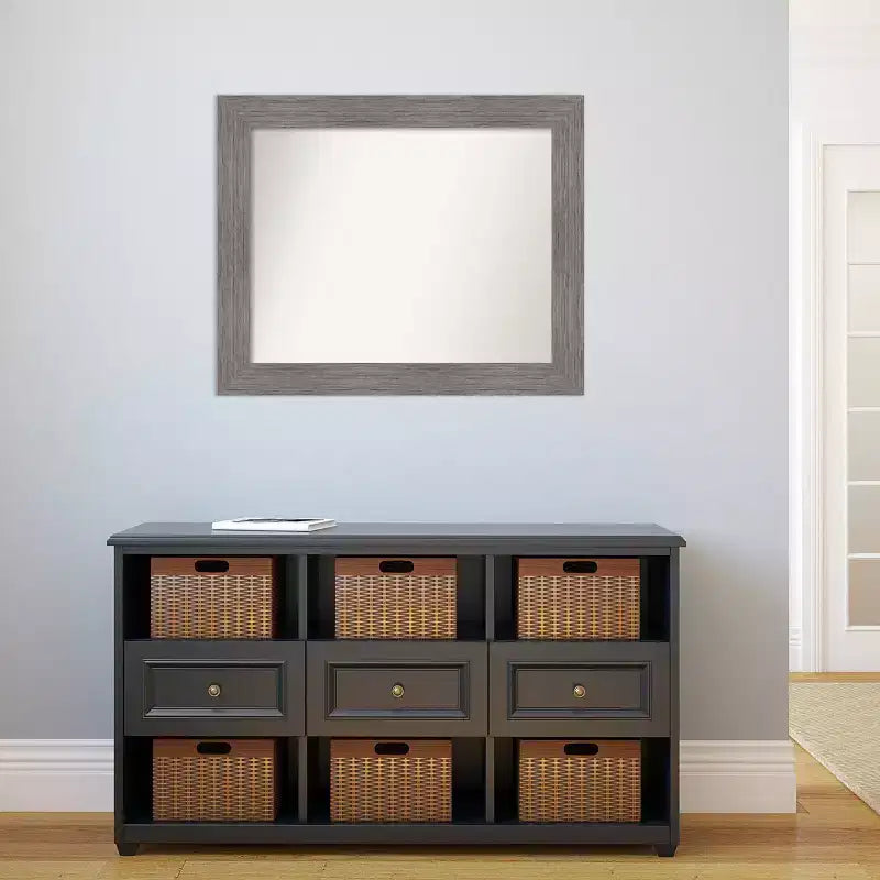 Specchio da parete grigio a righe, non smussato, 34" x 28"