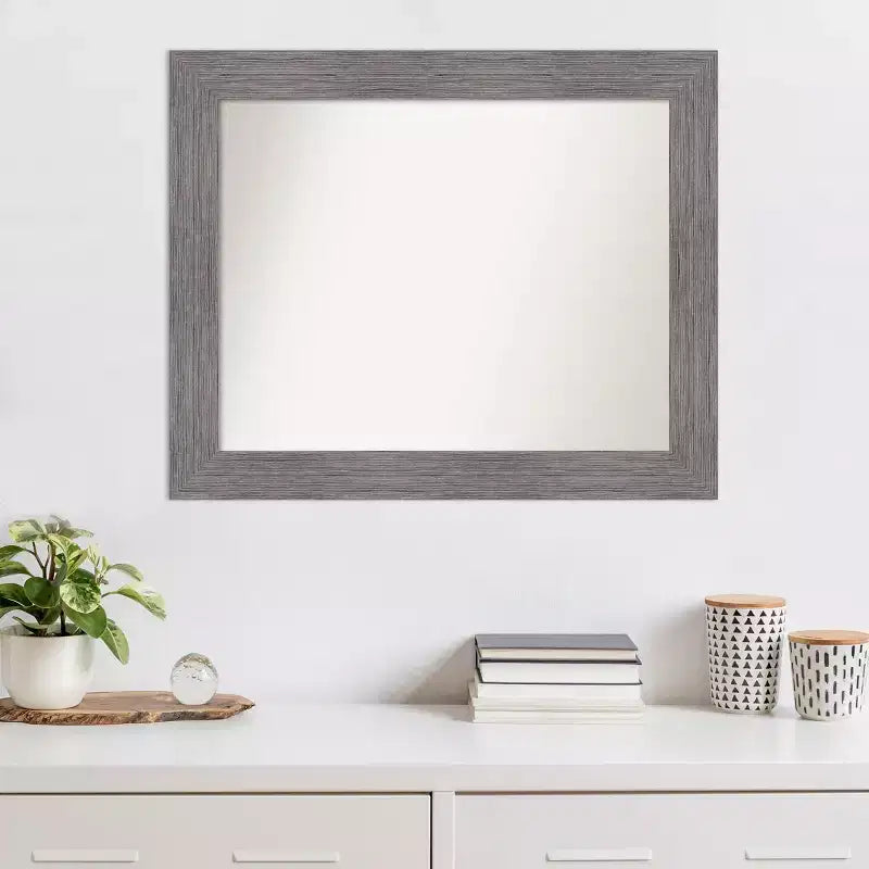 Specchio da parete grigio a righe, non smussato, 34" x 28"
