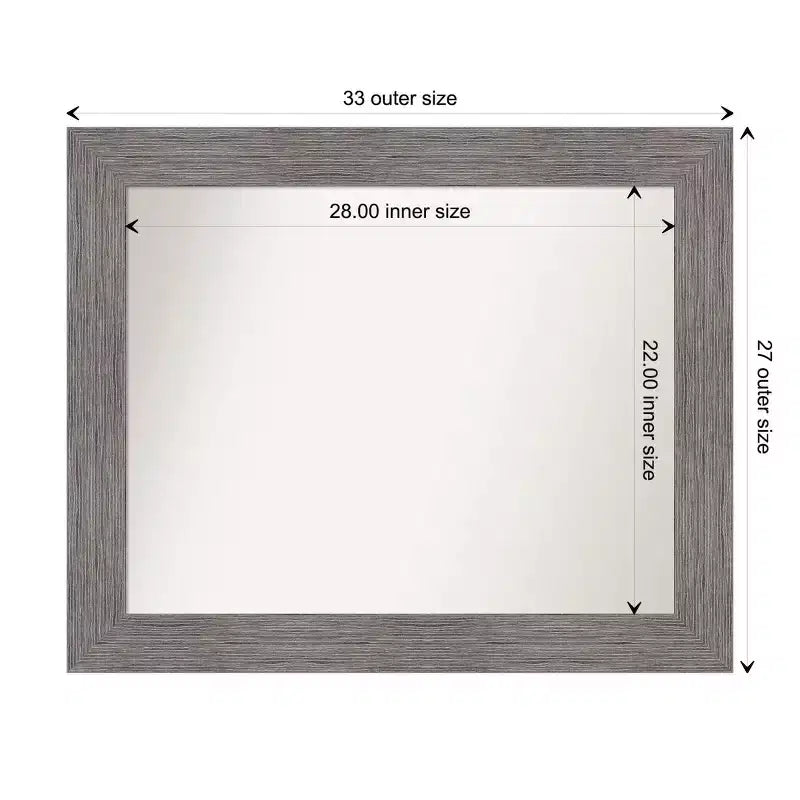 Specchio da parete grigio a righe, non smussato, 34" x 28"