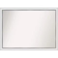 41" x 30" Non-Beveled Eva Narrow Bathroom Wall Mirror White/Silver - Amanti Art