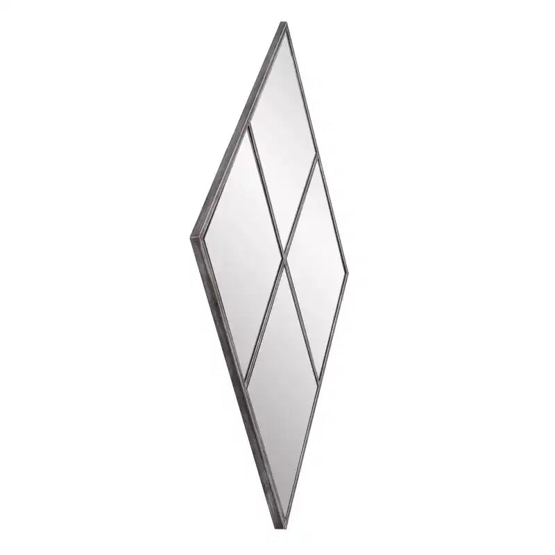 Specchio da parete a forma di diamante 35,5"x23,5" con cornice in metallo a pannello: Arredo moderno, nessun assemblaggio richiesto