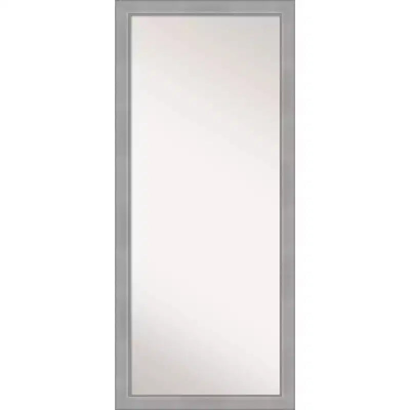 28" x 64" Non-Beveled Vista Brushed Nickel Full Length Floor Leaner Mirror - Amanti Art: Includes Mounting Hardware, Polystyrene Frame
