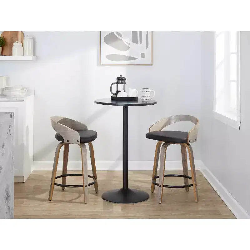 Set di 2 sgabelli da bar girevoli Grotto da 61 cm (altezza bancone) grigio/nero