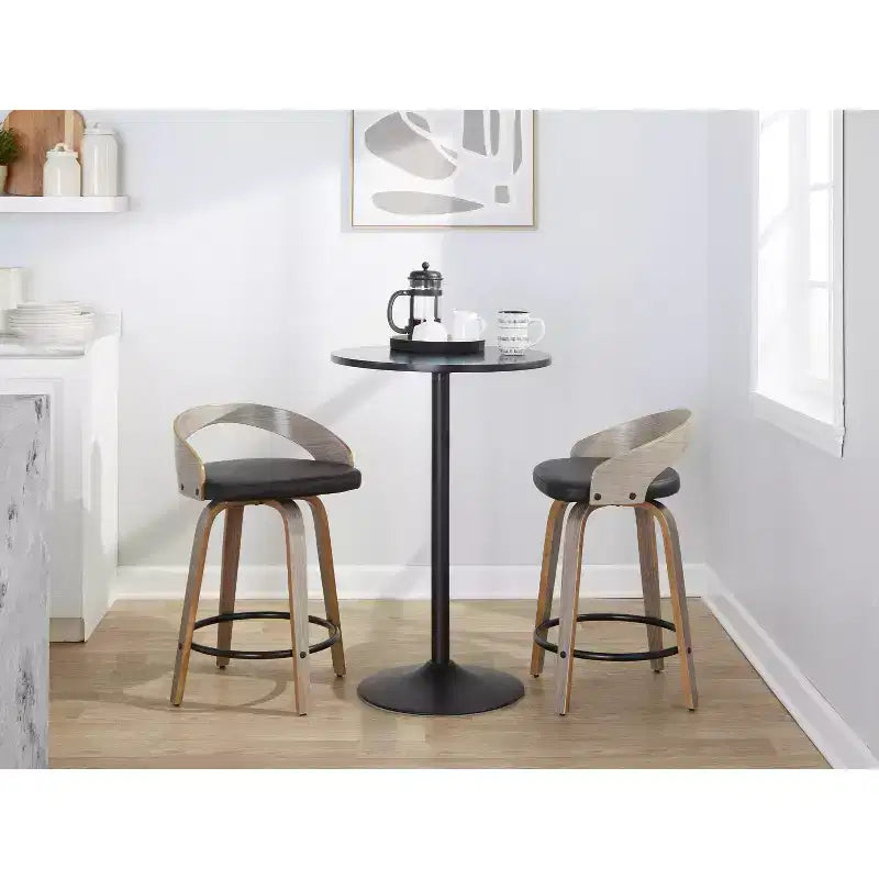 Set di 2 sgabelli da bar girevoli Grotto da 61 cm (altezza bancone) grigio/nero
