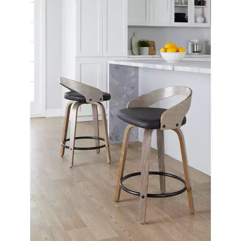 Set di 2 sgabelli da bar girevoli Grotto da 61 cm (altezza bancone) grigio/nero
