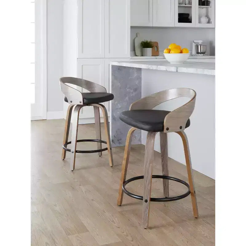 Set di 2 sgabelli da bar girevoli Grotto da 61 cm (altezza bancone) grigio/nero
