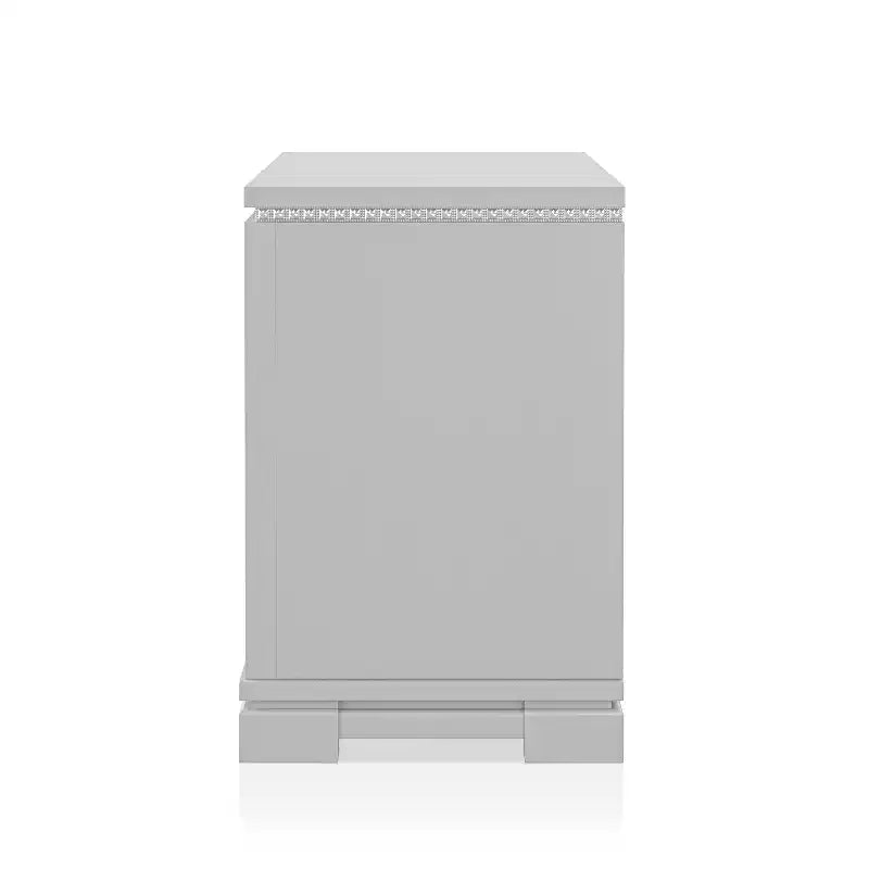 Comodino Tenaya a 2 cassetti con cassetto nascosto e porte USB, Argento