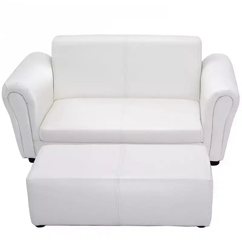 Divano per bambini bianco con braccioli, poltrona, divanetto, regalo di compleanno per bambini con pouf