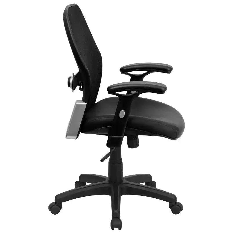 Sedia da ufficio direzionale girevole Mid-Back Super Mesh con braccioli regolabili