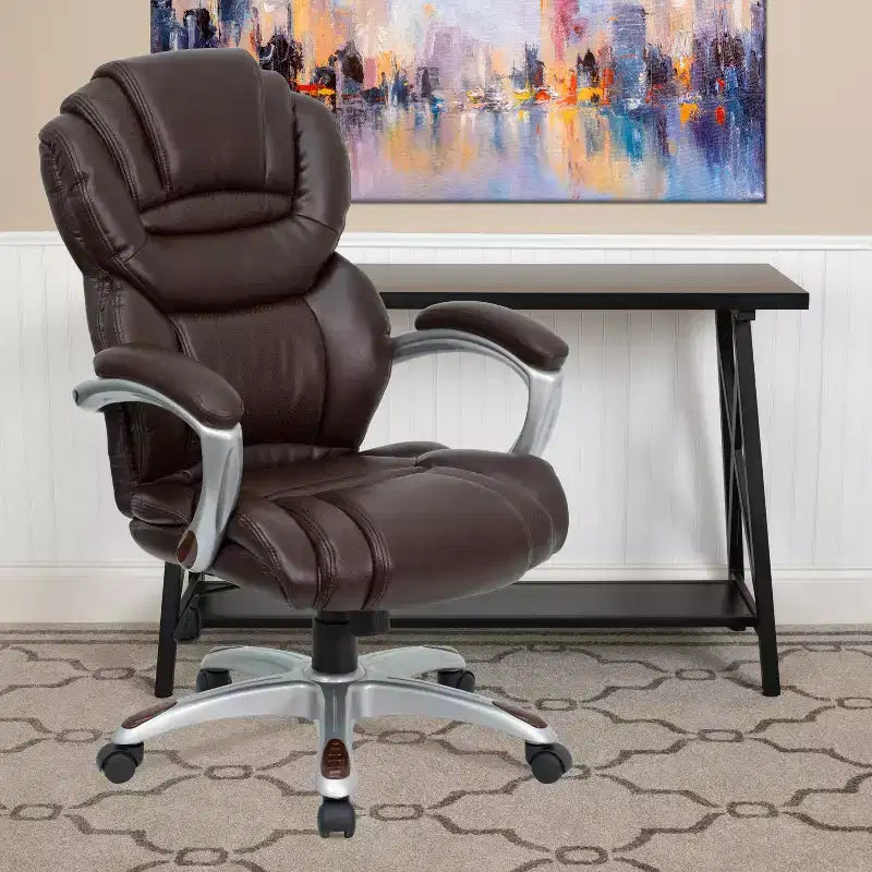 Sedia da ufficio direzionale girevole ergonomica con schienale alto e sedile/schienale multistrato a contrasto
