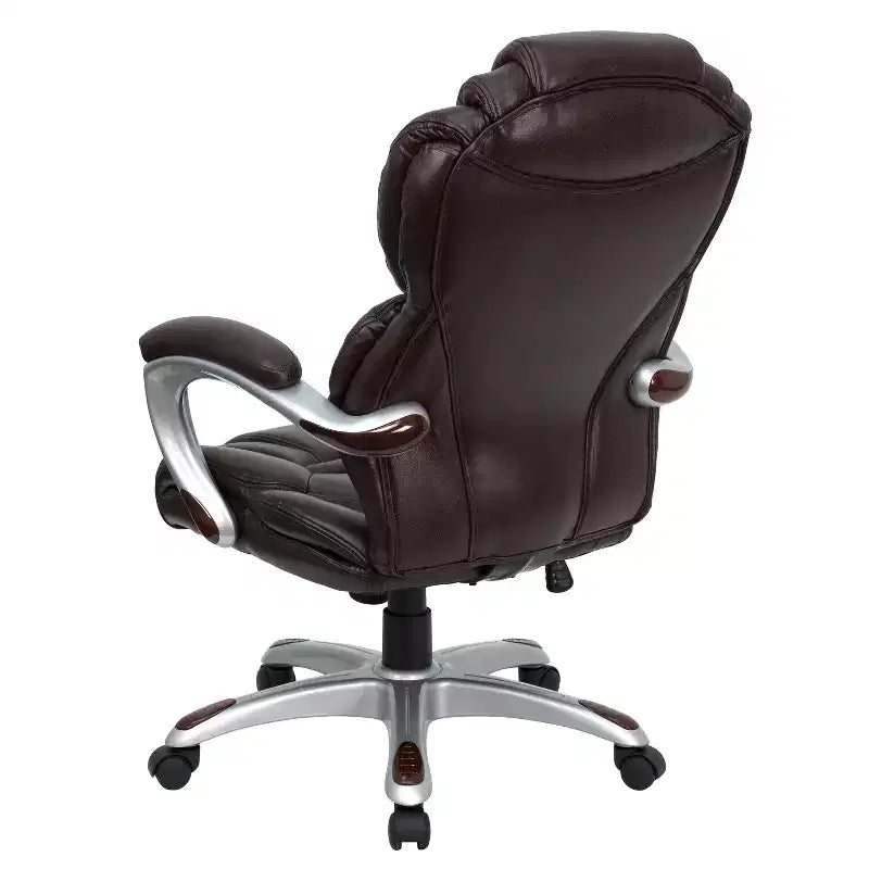 Sedia da ufficio direzionale girevole ergonomica con schienale alto e sedile/schienale multistrato a contrasto
