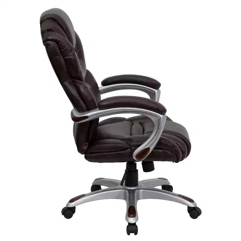 Sedia da ufficio direzionale girevole ergonomica con schienale alto e sedile/schienale multistrato a contrasto
