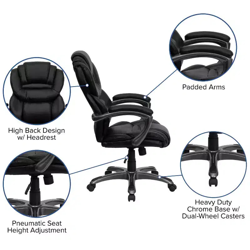 Sedia da ufficio direzionale girevole ergonomica con schienale alto e sedile/schienale multistrato a contrasto