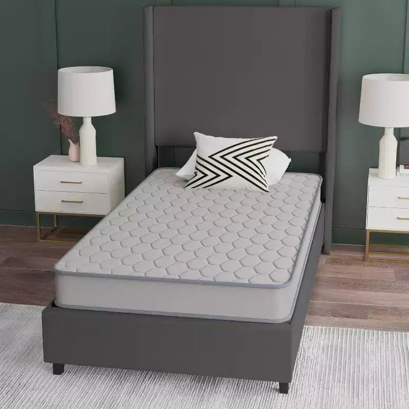 Materasso ibrido a molle insacchettate Medium Firm Premium Comfort in scatola con piano in tessuto a maglia e schiuma certificata CertiPUR-US