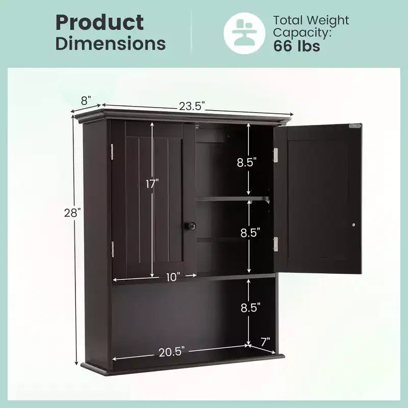 Armadietto da bagno a parete mobiletto per medicinali in legno organizer contenitore