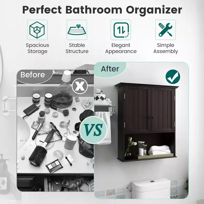 Armadietto da bagno a parete mobiletto per medicinali in legno organizer contenitore