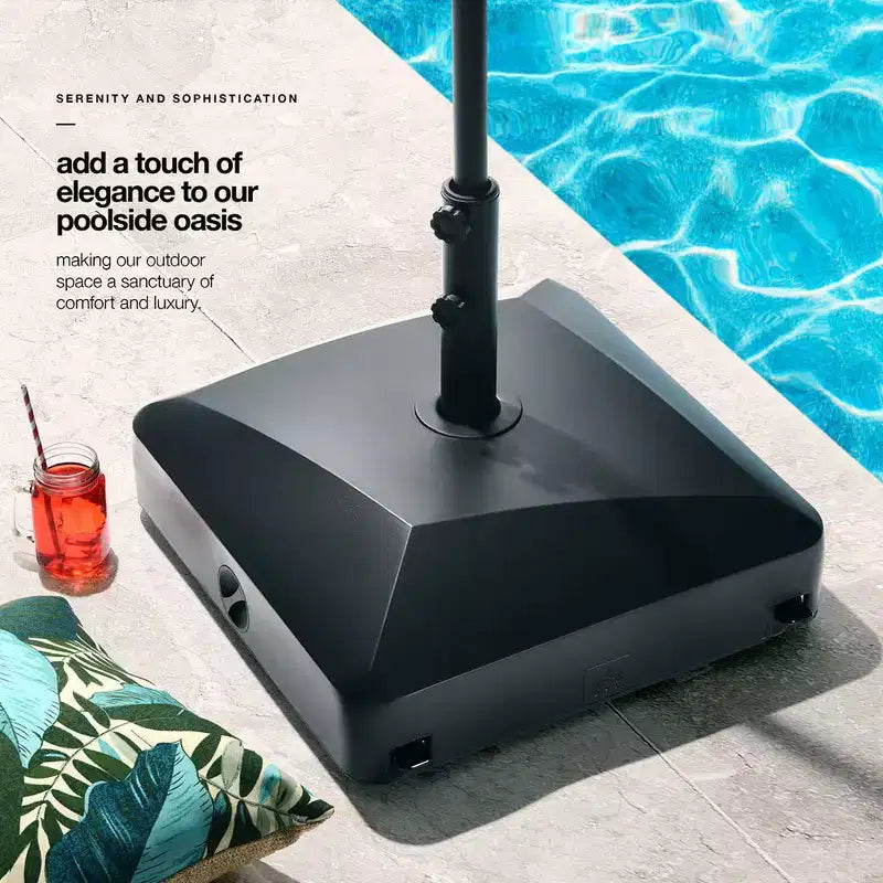 Maple99 Base per ombrellone riempibile, resistente e mobile per patio, bordo piscina, giardino - Capacità 55 kg, nero