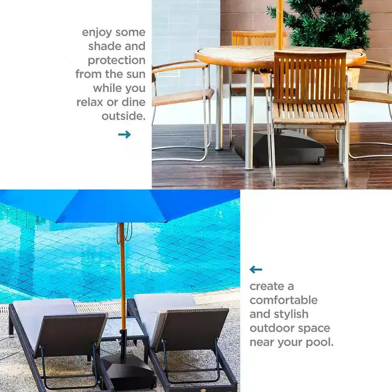 Maple99 Base per ombrellone riempibile, resistente e mobile per patio, bordo piscina, giardino - Capacità 55 kg, nero