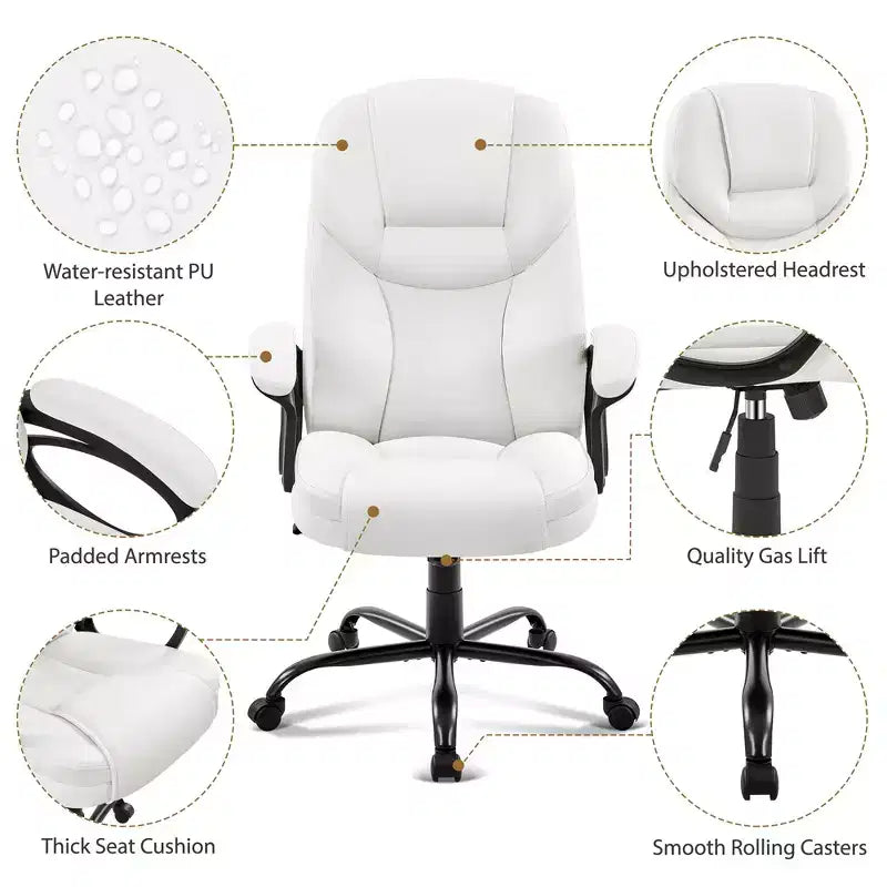 Sedia da ufficio direzionale in similpelle con schienale alto ergonomico