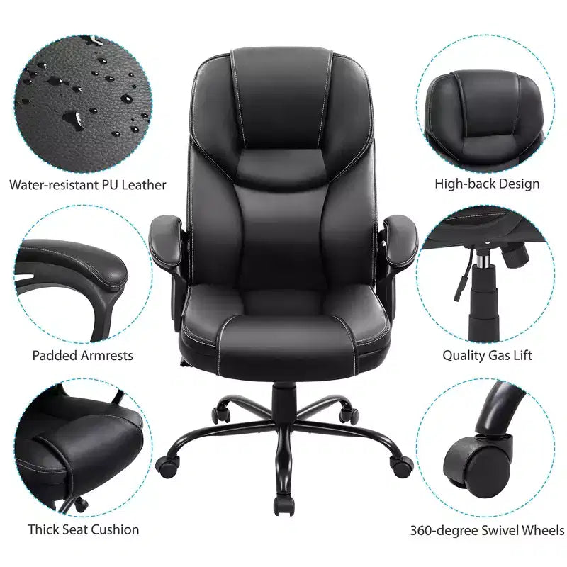 Sedia da ufficio direzionale in similpelle con schienale alto ergonomico