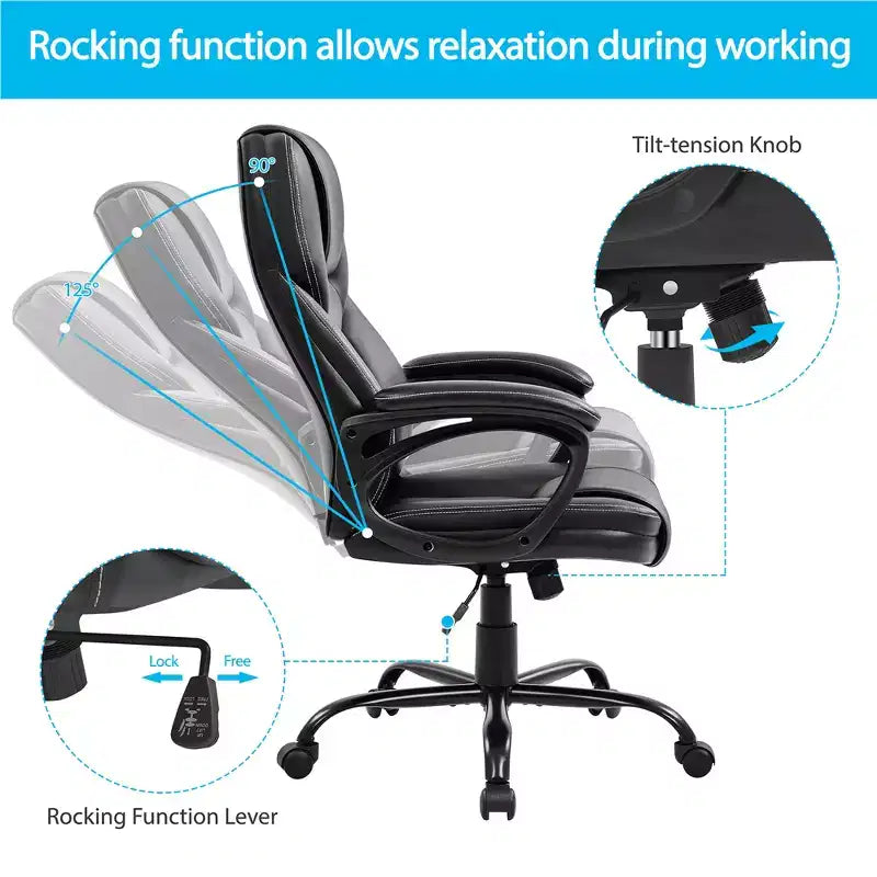 Sedia da ufficio direzionale in similpelle con schienale alto ergonomico