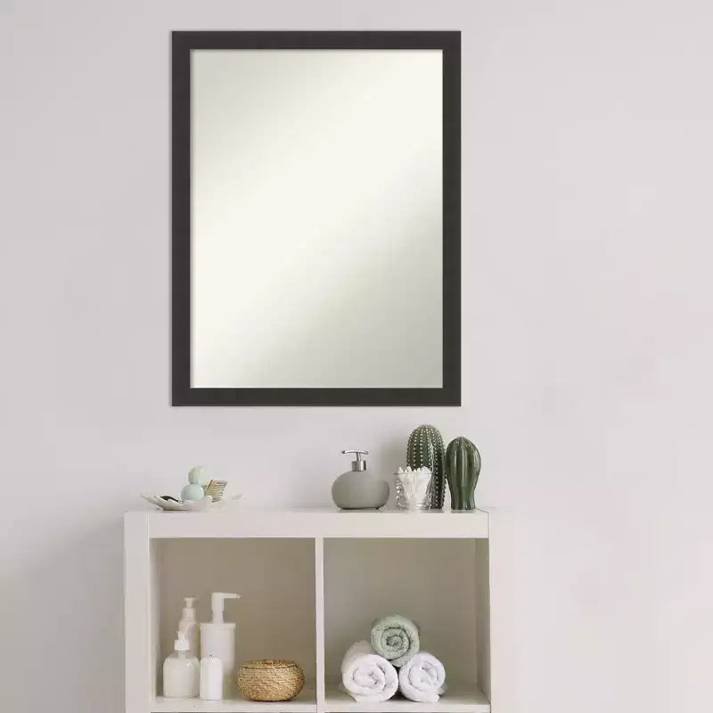 Specchio da Parete per Bagno in Legno Nero Mezzanotte Non Smussato