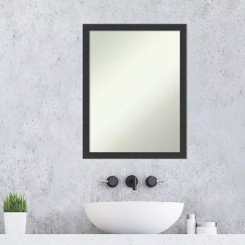 Specchio da Parete per Bagno in Legno Nero Mezzanotte Non Smussato