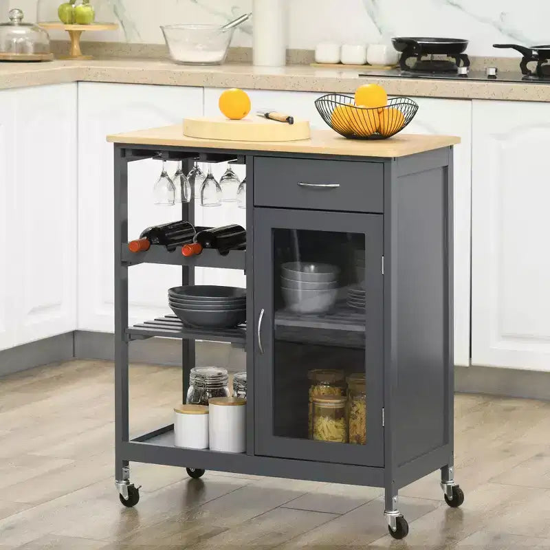 Carrello da cucina multiuso, isola di stoccaggio su ruote per cucina con ripiano, scaffali, cassetto e armadietto