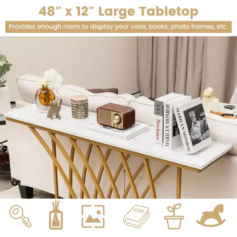 Tavolo Console da 48 pollici, Tavolo Moderno d'Appoggio per Ingresso, Tavolo Lungo Dietro il Divano