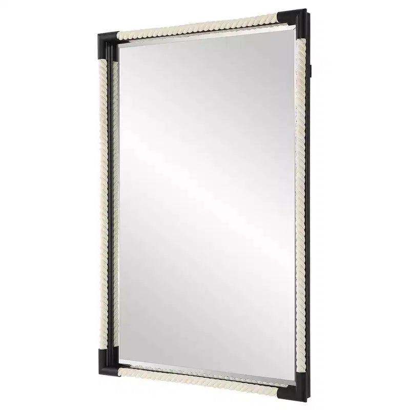 Specchio da parete Marina White Rope e Black 23 3/4 x 35 1/2