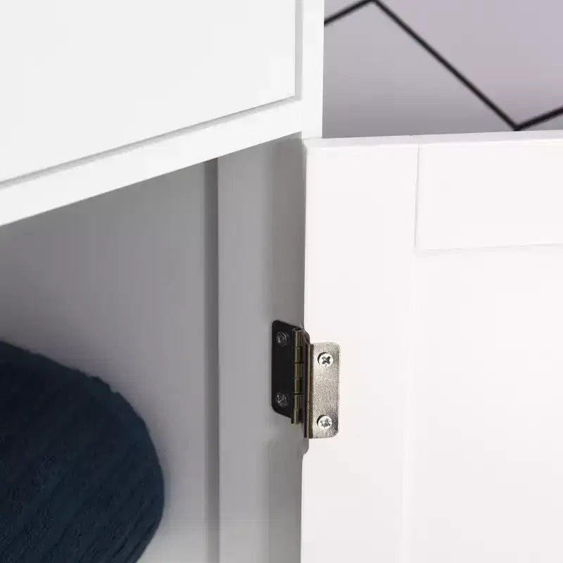 Mobiletto Alto da Bagno, Mobile Salvaspazio Stretto da Bagno con Anta in Acrilico, Cassetto e Ripiani