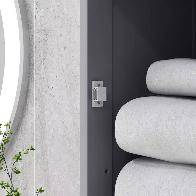 Mobiletto Alto da Bagno, Mobile Salvaspazio Stretto da Bagno con Anta in Acrilico, Cassetto e Ripiani