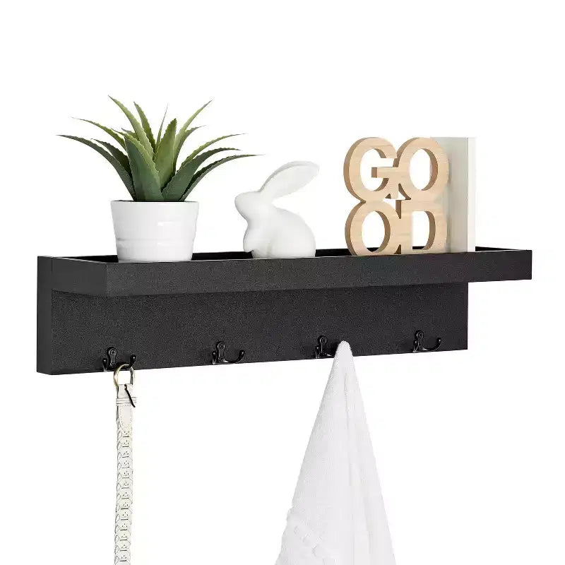 Appendiabiti da ingresso a parete 25,6 x 5,75 con mensola decorativa e ganci