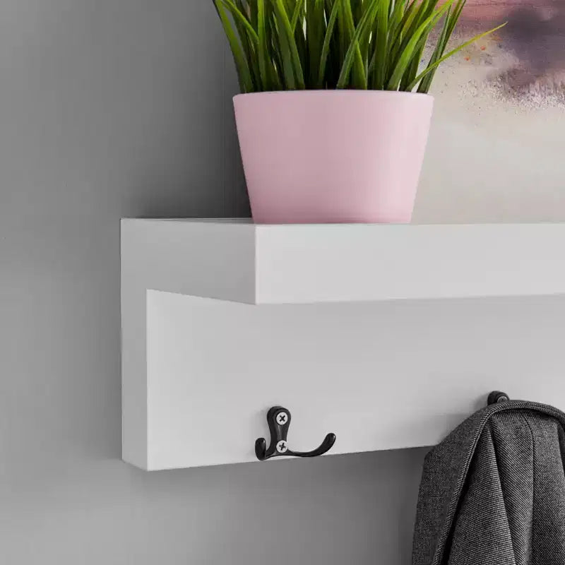 Appendiabiti da ingresso a parete 25,6 x 5,75 con mensola decorativa e ganci
