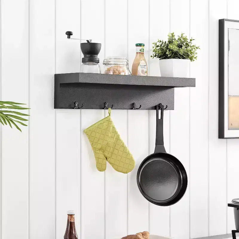 Appendiabiti da ingresso a parete 25,6 x 5,75 con mensola decorativa e ganci