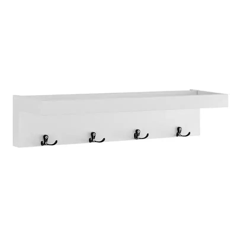 Appendiabiti da ingresso a parete 25,6 x 5,75 con mensola decorativa e ganci
