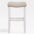 WestinTrends 29 Upholstered Backless Saddle Seat Bar Stool, Antique White/Beige