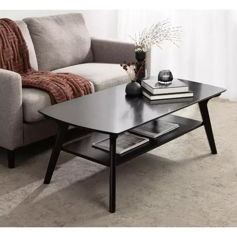 Louen Tavolino da caffè in legno, 48x24x18, Nero