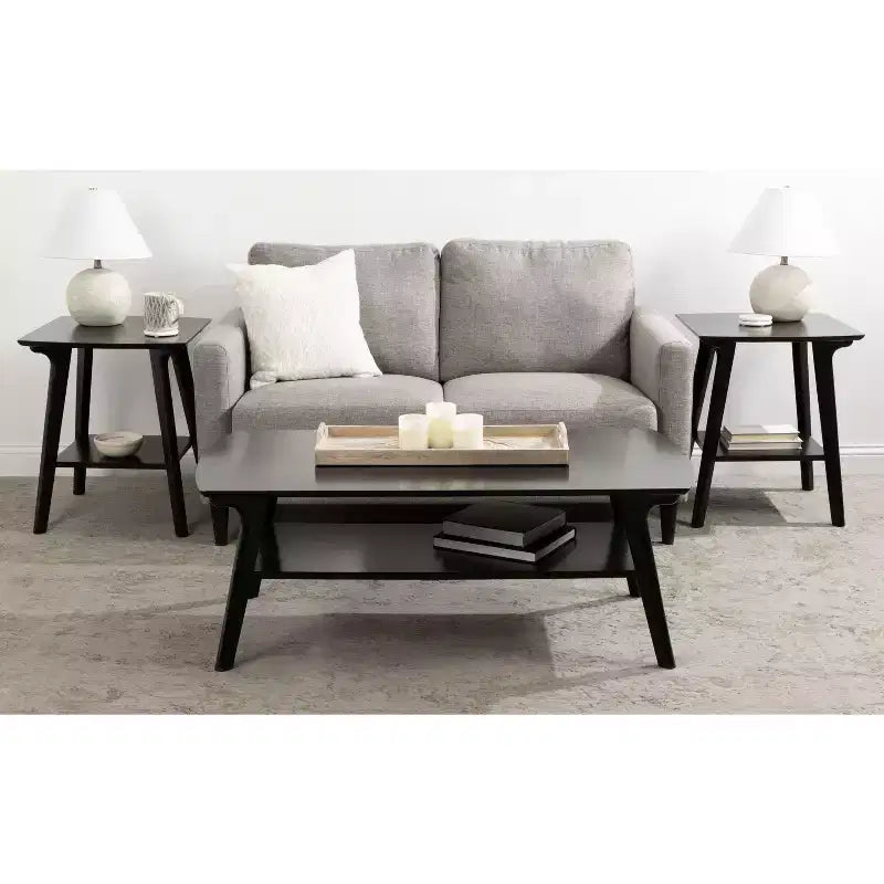 Louen Tavolino da caffè in legno, 48x24x18, Nero