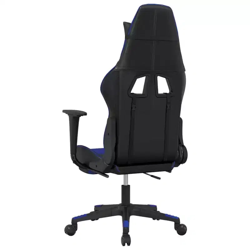 Sedia da gaming regolabile con poggiapiedi e funzione massaggio - Ecopelle Nera&Blu