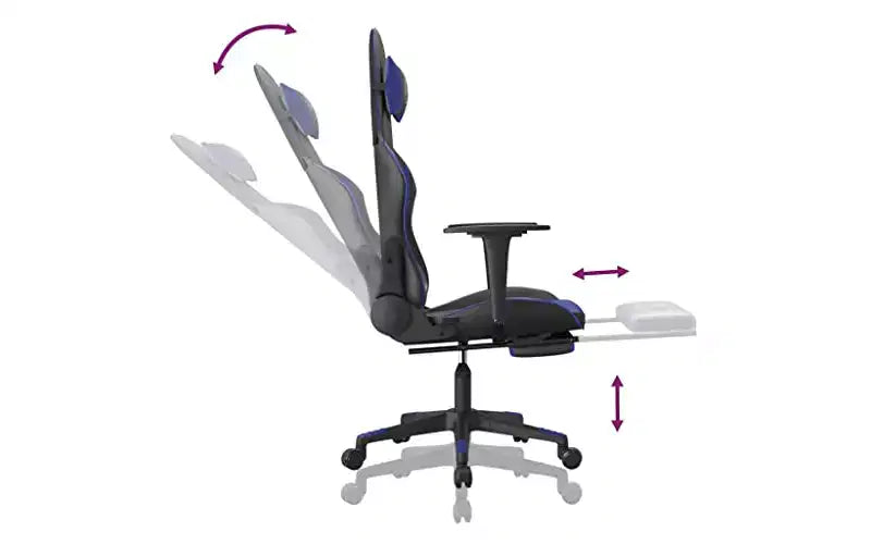 Sedia da gaming regolabile con poggiapiedi e funzione massaggio - Ecopelle Nera&Blu