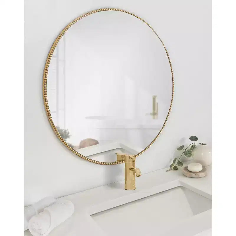 Specchio da parete decorativo Gwendolyn con perline rotonde oro
