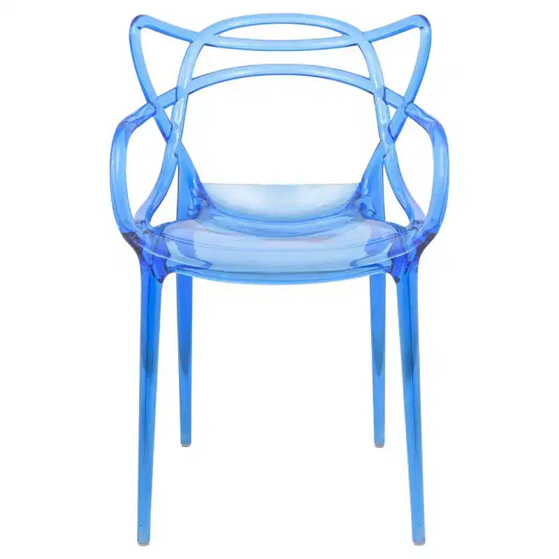 Milan - Set di 4 sedie da pranzo moderne in acrilico con elegante design in filo metallico e gambe in metallo, sedie durevoli impilabili e leggere per sala da pranzo
