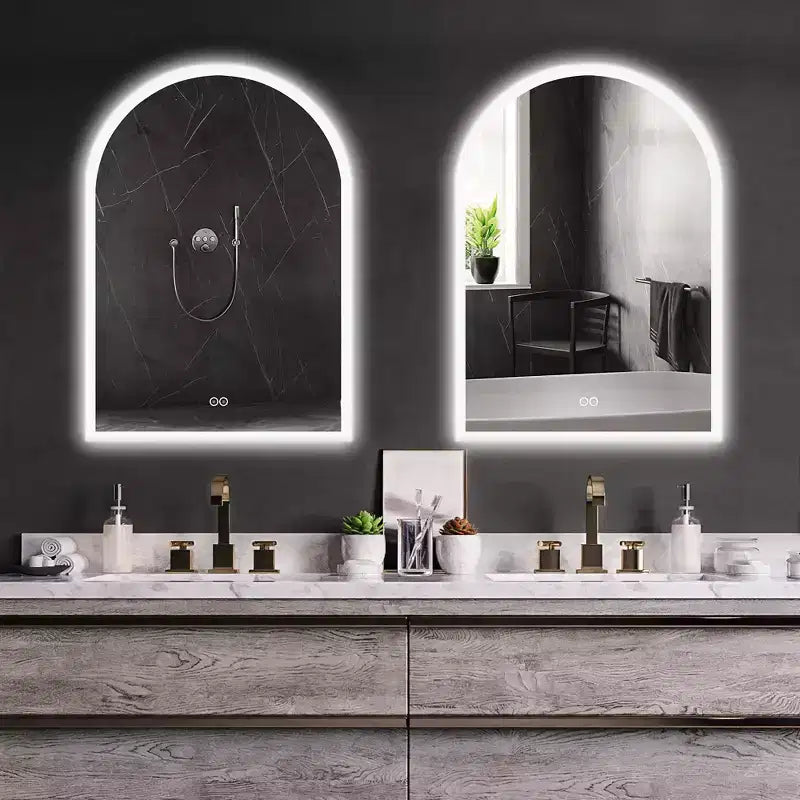 Specchio da bagno ad arco, specchio LED con antiappannamento