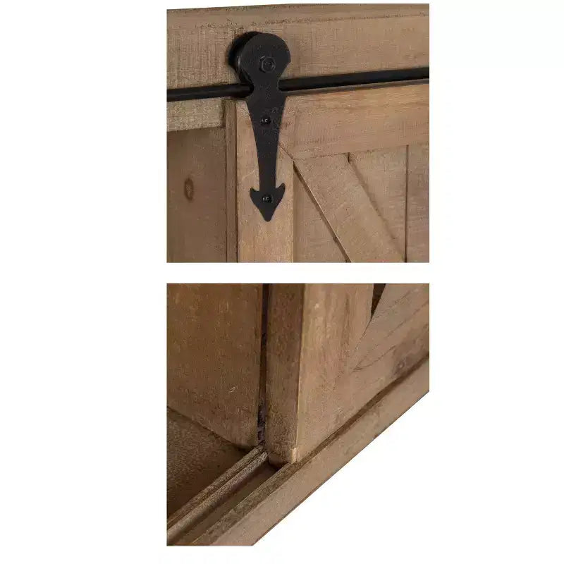 Mobiletto decorativo da parete in legno con specchio e porta scorrevole a fienile, rustico