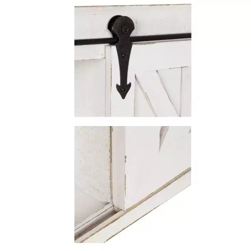 Mobiletto decorativo da parete in legno con specchio e porta scorrevole a fienile, rustico